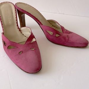 MASSIMO BALDI Suede MULES PINK S6.5